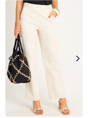 Cream braided waste pants